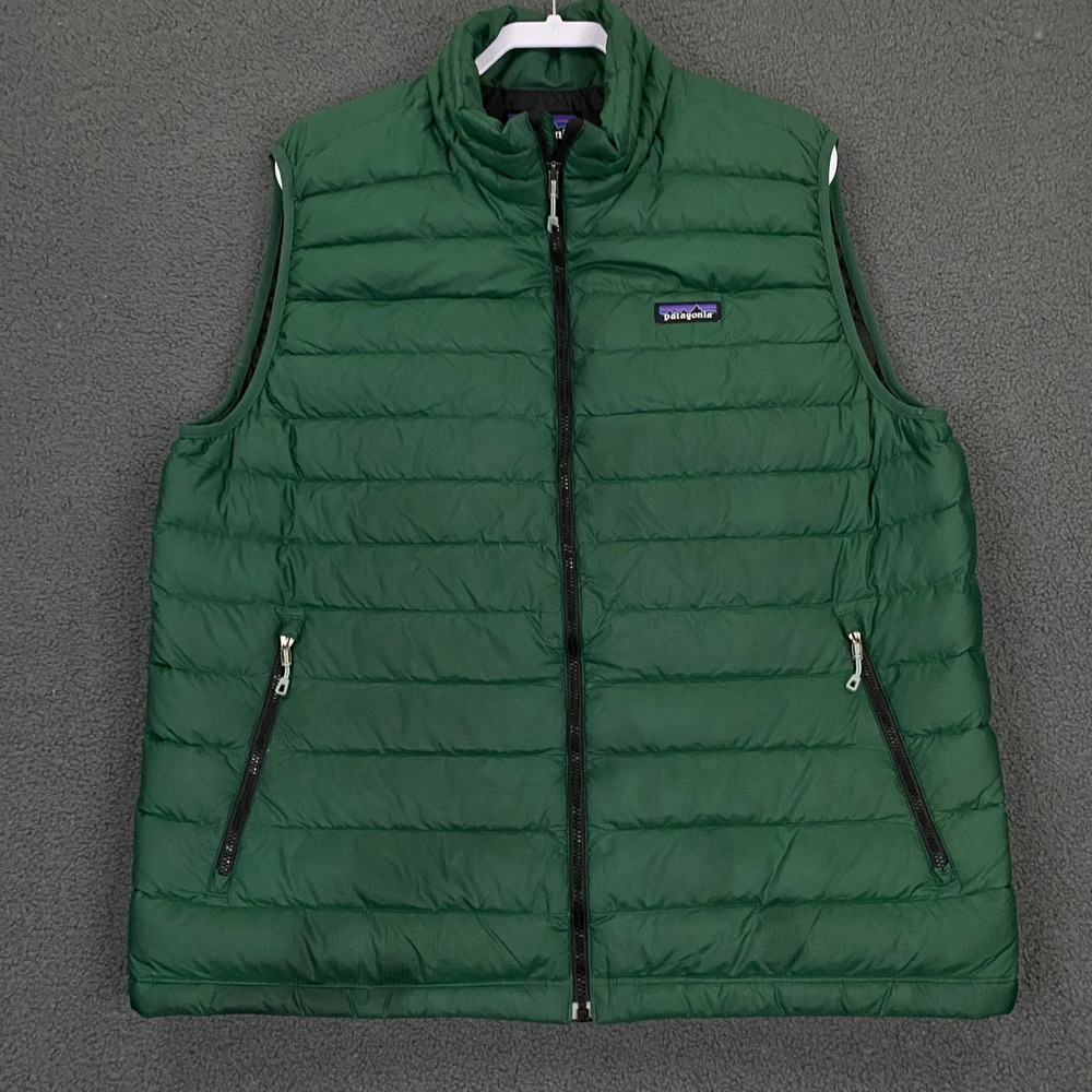 Patagonia Down Sweater Vest Mens XL Green Full Zip Goose Insulated Winter 84622